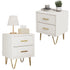 Natsumi 2-teiliger Nachttisch Beige 2 Schubladen PU und Gold | Shiraki