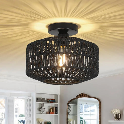 Caela – Boho Rattan Deckenleuchte Kronleuchter | Shiraki