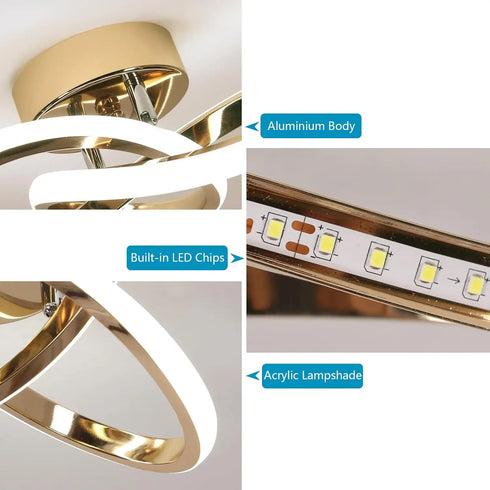 Aveline LED Deckenleuchte 22W Kleeblatt Aluminium Weiß | Shiraki