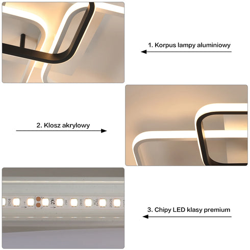 Torin 3-Kopf-LED-Deckenleuchte Dimmbares Rechteck | Shiraki