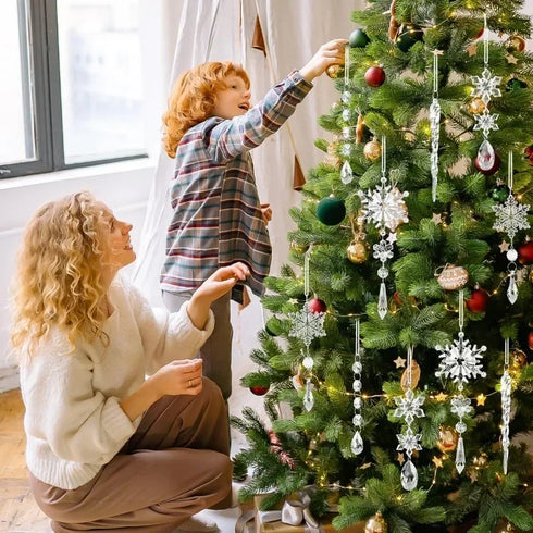 Kristallklare Schneeflocken & Eis-Anhänger – Weihnachtsbaum Hängeornamente