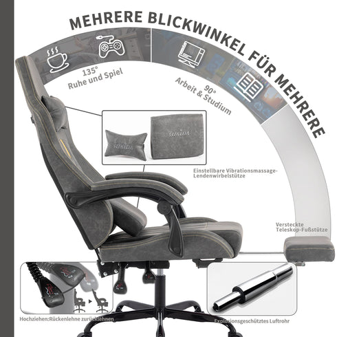 Francesco Ergonomischer drehbarer Büro-Gaming-Stuhl mit Fußstütze