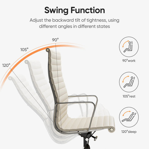 Gabriele Echtleder-Drehstuhl mit ergonomischer Rückenform