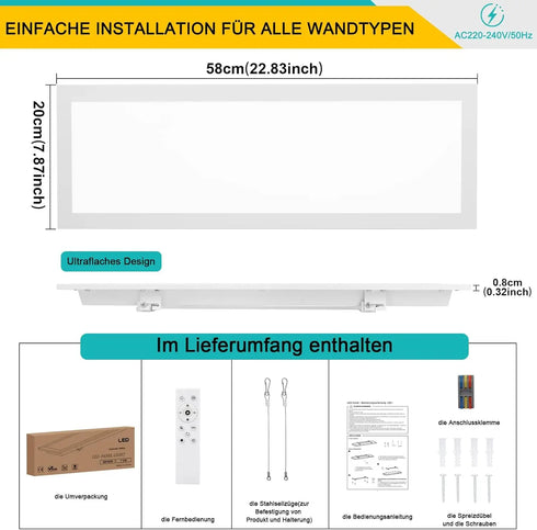 Sindre LED Panel Deckenleuchte Weiß | Shiraki