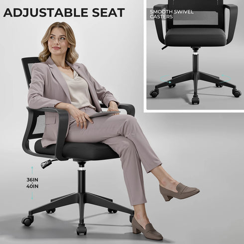 Francesco Ergonomischer Mesh-Bürostuhl mit Lendenstütze & mittlerer Rückenlehne