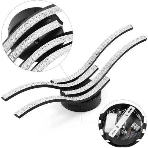 Helena LED-Deckenleuchte Metall Gebogenes Design | Shiraki