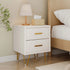 Natsumi 2-teiliger Nachttisch Beige 2 Schubladen PU und Gold | Shiraki