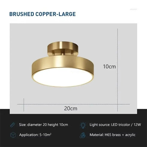 Livia LED Deckenleuchte Kupfer Rund | Shiraki
