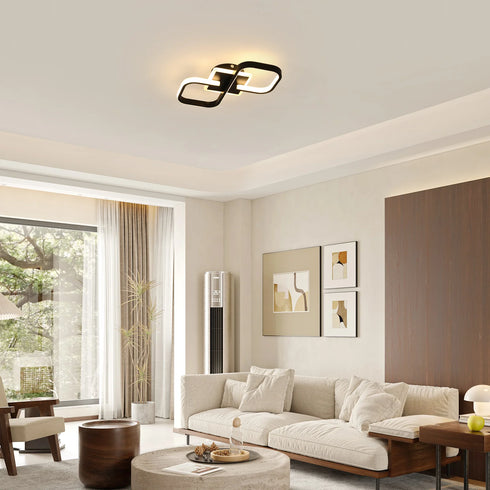 Ophélie LED Deckenleuchte 36W Zwei Quadrate Schwarz | Shiraki