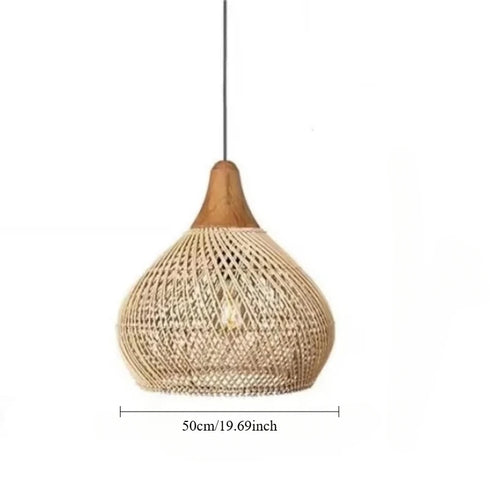 Vela – Japanische Rattan Pendelleuchte im Vintage Bauernhausstil | Shiraki