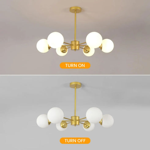 Elina Sputnik Deckenleuchte 6-flammig Gold Glas | Shiraki