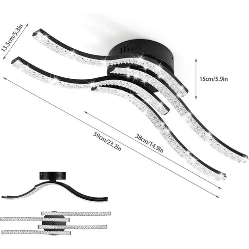Helena LED-Deckenleuchte Metall Gebogenes Design | Shiraki