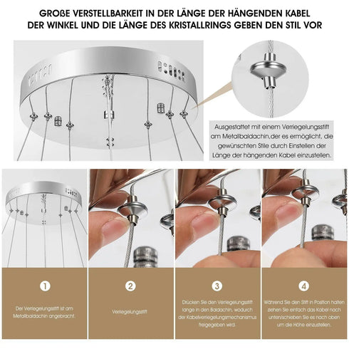 Ingrid K9 Kristall Pendelleuchte 3-Ring Dimmbar | Shiraki