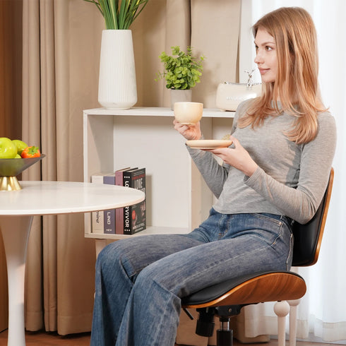 Lorenzo – Samt-Bürohocker mit Rollen Niedriger Rückenlehne & Höhenverstellung