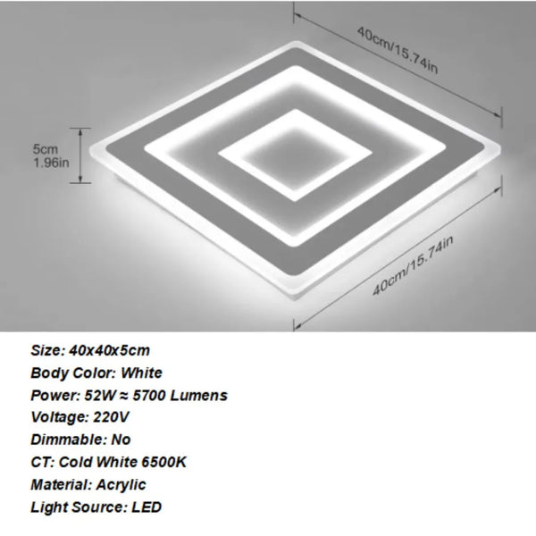 Liv Moderne LED Deckenleuchte quadratisch Acryl | Shiraki
