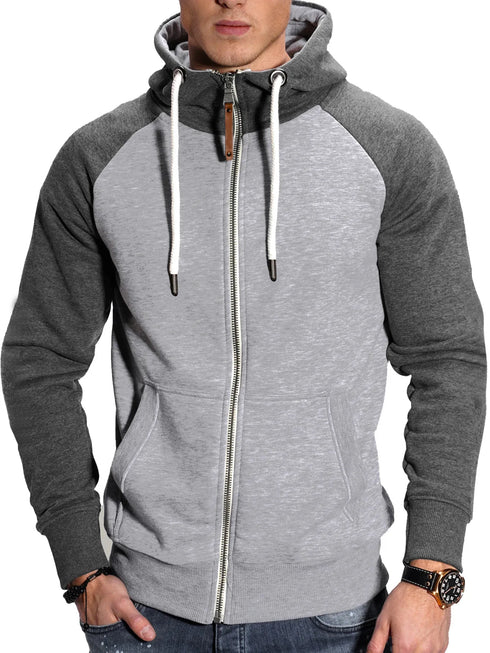 Harkon Herren Kapuzensweatshirt Slim Fit mit Reißverschluss