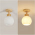 Loke Runde LED Deckenleuchte E27 Holz-Glas | Shiraki