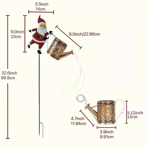 Solar Schneemann Santa-Gießkanne – LED Weihnachtsgartenlicht für Außen
