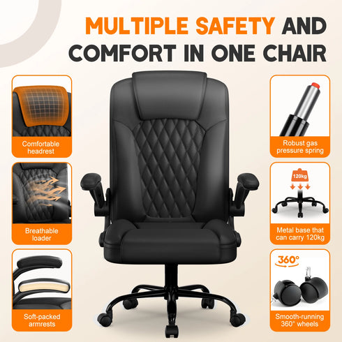 Rocco Ergonomischer Bürostuhl – Premium Leder & Memory Foam