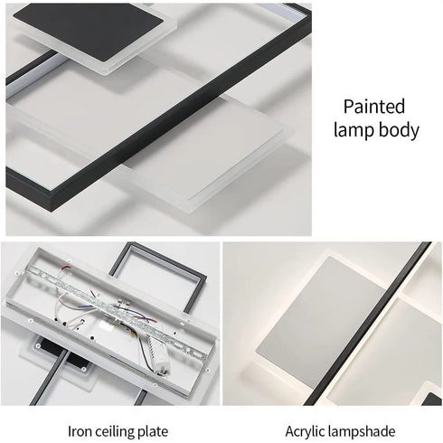 Bjorn LED Deckenleuchte rechteckig 46 W dimmbar Schwarz-Weiß | Shiraki