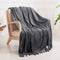 Elin weiche Flanell-Fleecedecke mit Fransen Grau 127×152 cm | Shiraki
