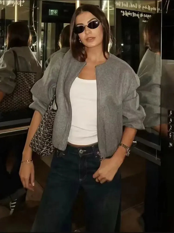 FRAUEN RUNDHALS ÜBERGANGSJACKE | LANGARM AUS WEICHEM MATERIAL