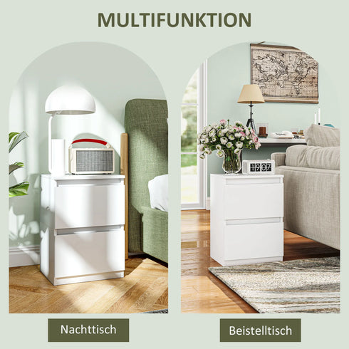 Fumika Wooden Nightstands with 2 Drawers | Shiraki