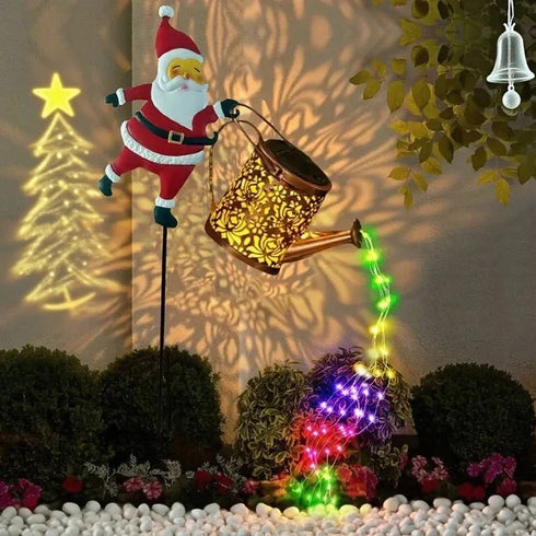 Solar Schneemann Santa-Gießkanne – LED Weihnachtsgartenlicht für Außen