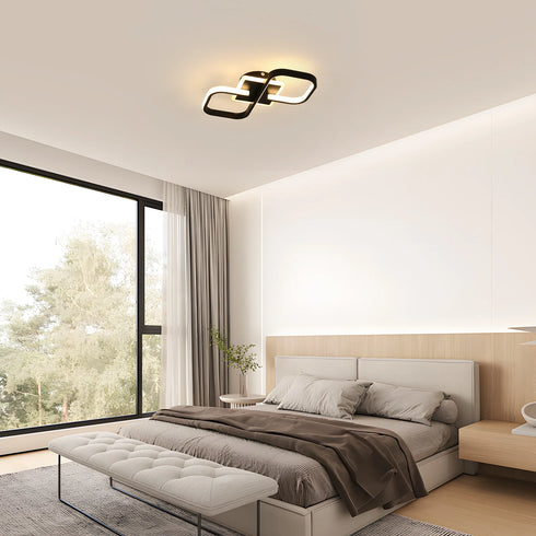 Ophélie LED Deckenleuchte 36W Zwei Quadrate Schwarz | Shiraki