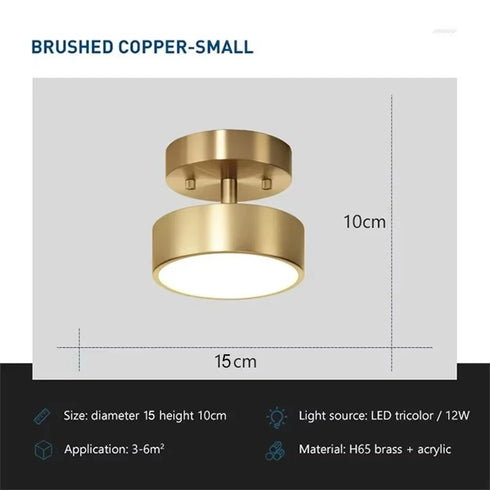Livia LED Deckenleuchte Kupfer Rund | Shiraki