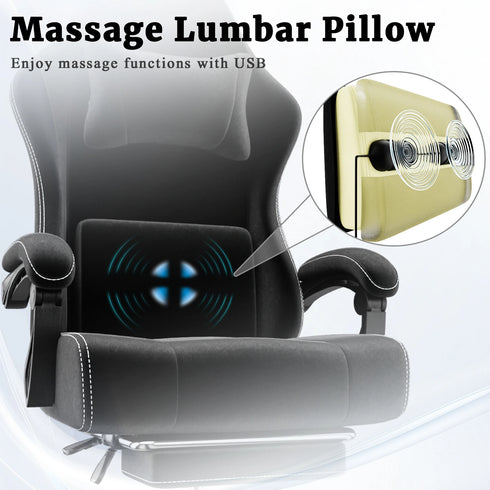 Valerio Ergonomischer Gaming-Stuhl mit Massage Lendenstütze & Fußstütze