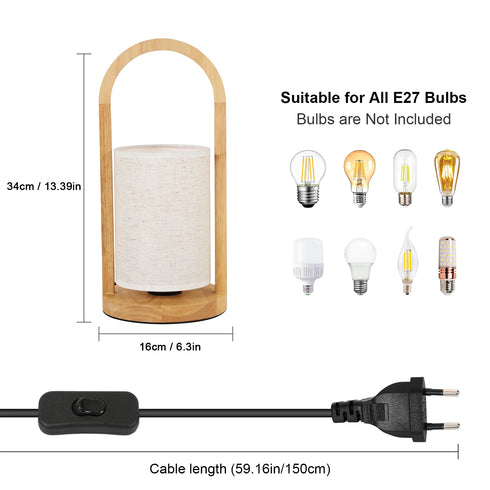 Vilde Vintage Tischlampe E27 Holz & Metall | Shiraki