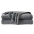 Elin weiche Flanell-Fleecedecke mit Fransen Grau 127×152 cm | Shiraki