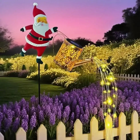 Solar Schneemann Santa-Gießkanne – LED Weihnachtsgartenlicht für Außen