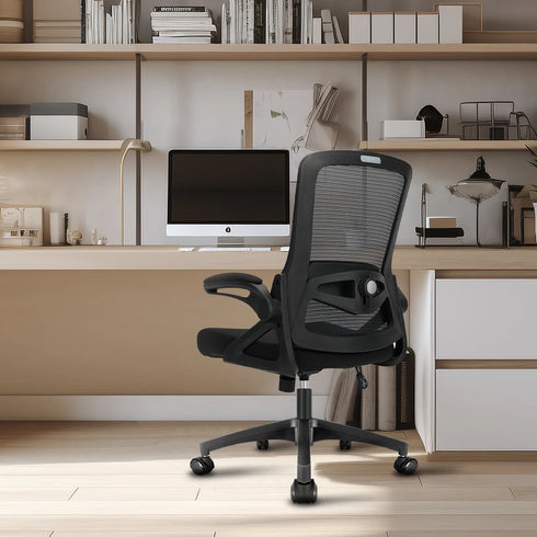 Emanueleo Ergonomischer Bürostuhl mit 90°-Armlehnen und Lendenstütze