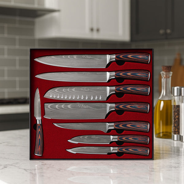 10stk Japanische Küchenmesser Set - Premium Damast Messerset