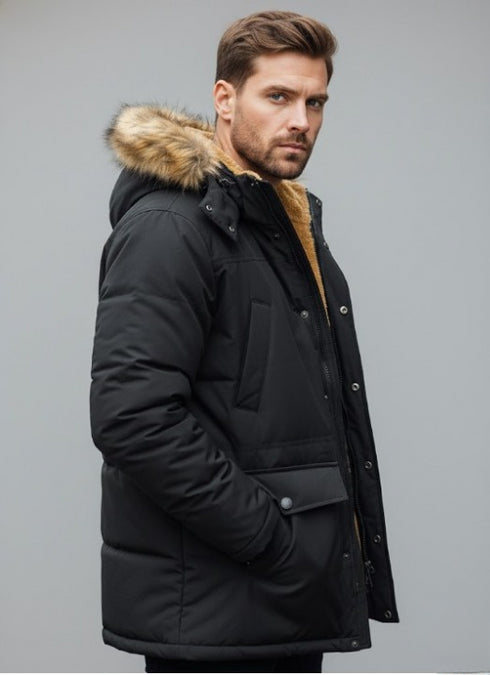 Valkarion Herren Winter Parka Jacke– Fleece gefüttert robust warm