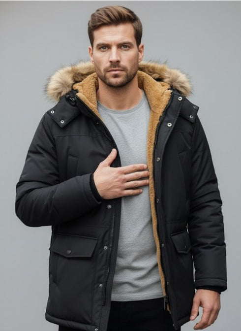 Valkarion Herren Winter Parka Jacke– Fleece gefüttert robust warm