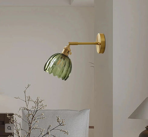 Johann Vintage Glas Tulpen Lampenschirm Wandlampe | Shiraki