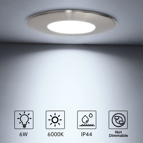 6-teiliges LED-Deckenlicht Nickel 6W Downlight kaltweiß 6000K
