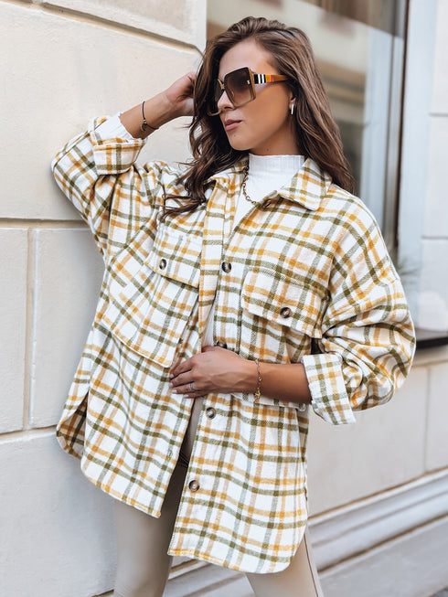 DAMEN KARO-OVERSIZEJACKE MIT TASCHEN | CASUAL-LOOK