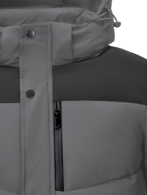 Falkran Herren Daunenjacke mit Kapuze und Full-Zip Frontverschluss