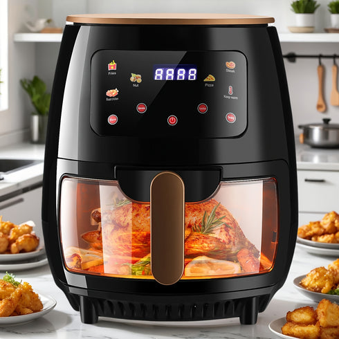 Heißluftfritteuse 6,2 L Doppelkorb | 8 Touch-Menüs ölfrei und leicht zu reinigen