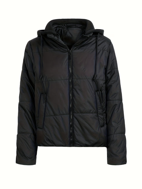 Schwarze Damen-Winterjacke mit Kapuze – Winddicht & Maschinenwaschbar