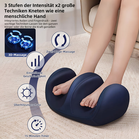 Fußmassagegerät mit Wärme | 3 Heizstufen Shiatsu & Knetmassage für Füße und Beine