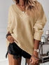 Damen PulloverLangarm V-Ausschnitt Lockere Einfarbige Pullover