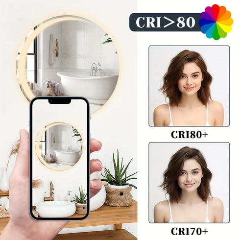 Selara | LED Badezimmerspiegel Rund 70 cm Dimmbar