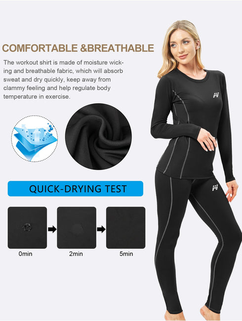 Thermounterwäsche-Set Damen | Fleece-gefütterter Turtleneck und Hose