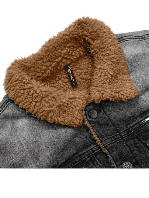 Helvorn Herren Winterjacke – Lamm Fleecekragen Slim Fit