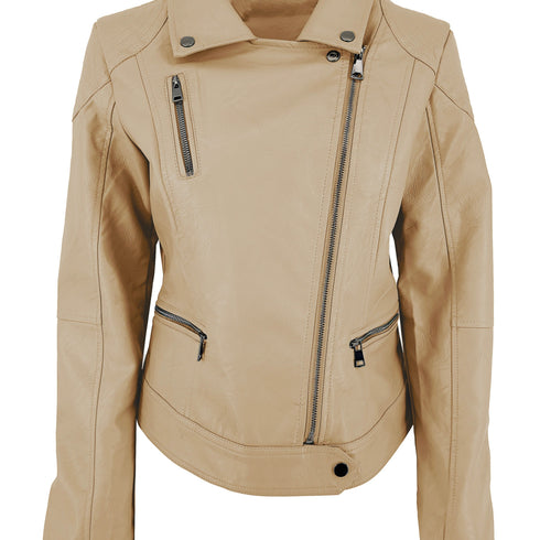 KURZE DAMEN-BIKERJACKE | MIT TASCHEN SEITENREISSVERSCHLÜSSEN